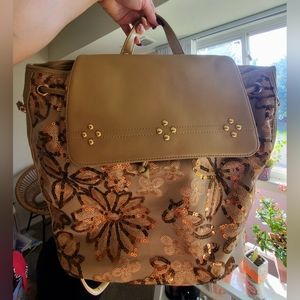 New! Joan Boyce sequined backpack bag with detachable straps